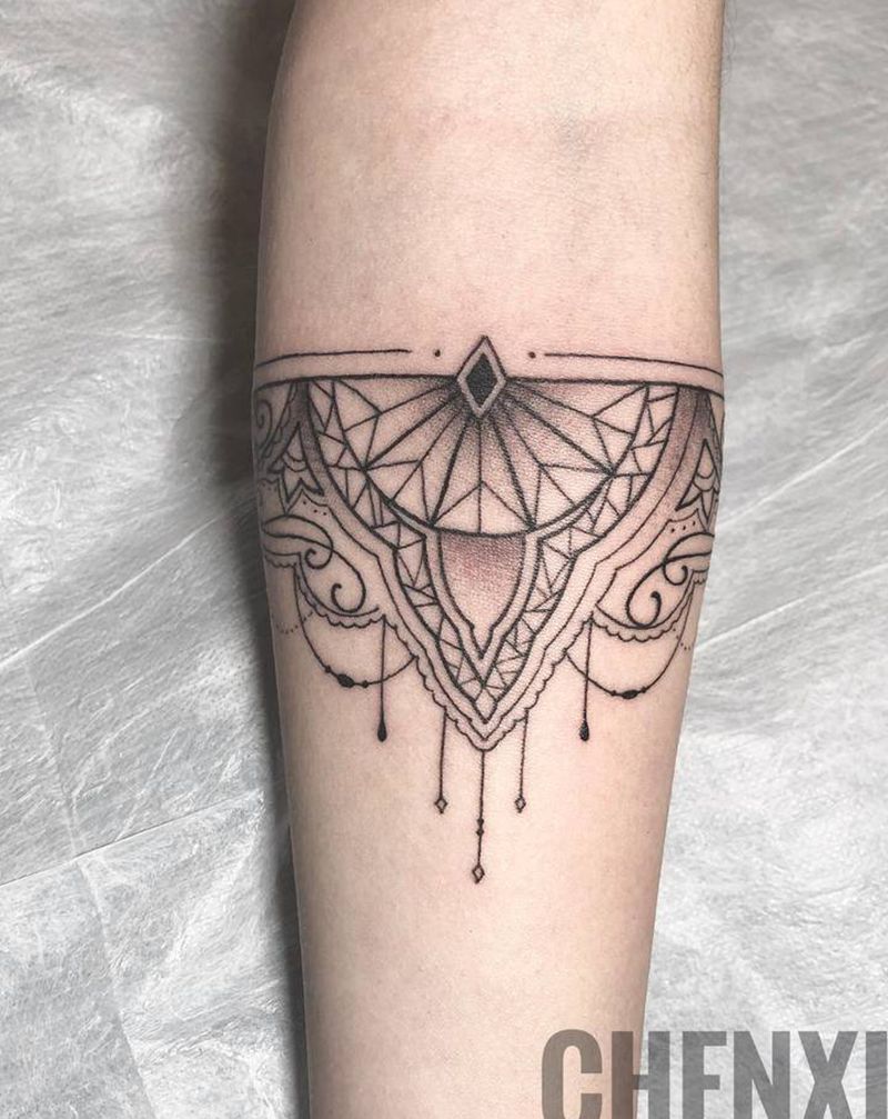 手环纹身图片_手臂手部几何纹身图案