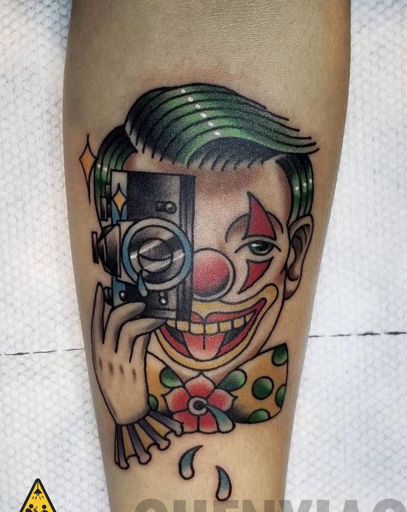 小丑纹身图片_手臂手部Old School纹身图案