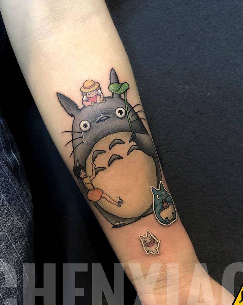 Totoro纹身图片_手部手臂New School宫崎骏 龙猫纹身图案
