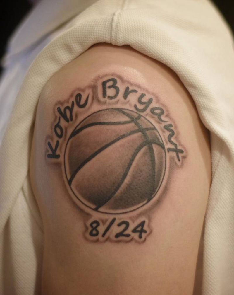 纪念科比，篮球纹身图片_手臂欧美写实纹身图案
