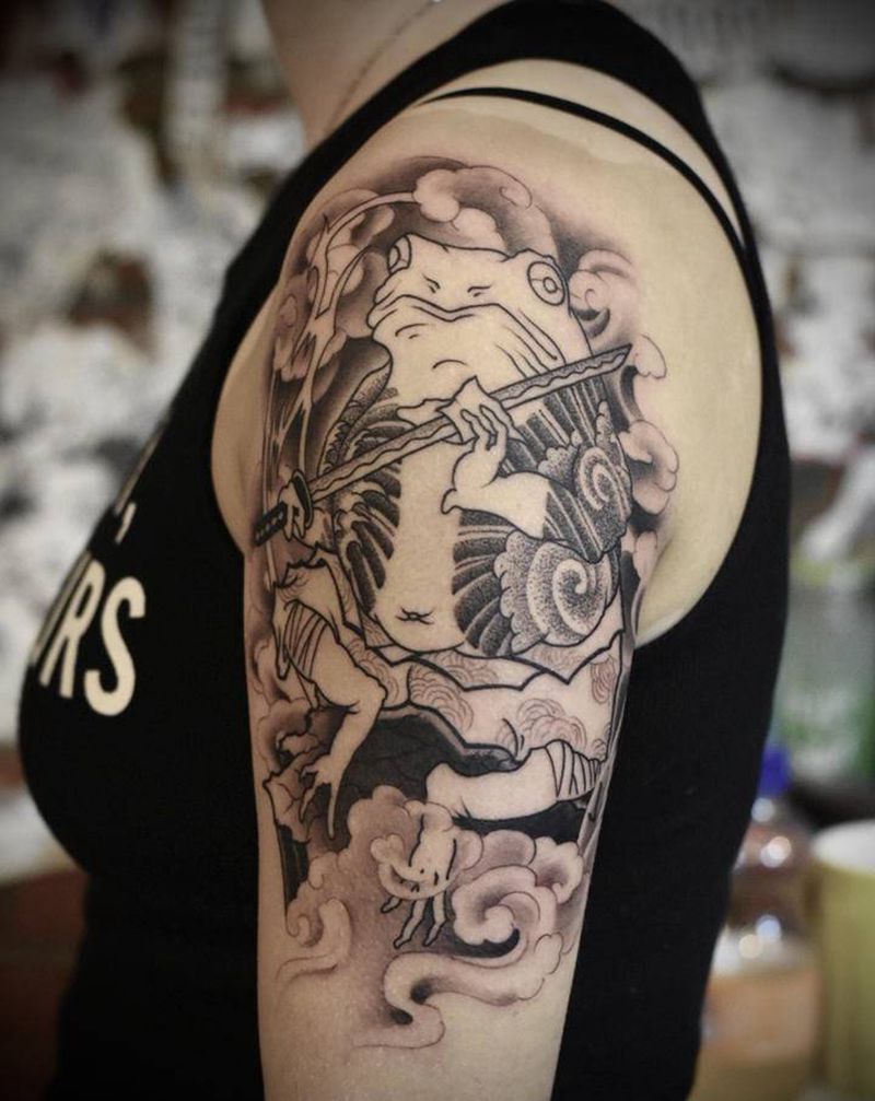 传统金蟾（未完成）纹身图片_手臂新传统纹身图案