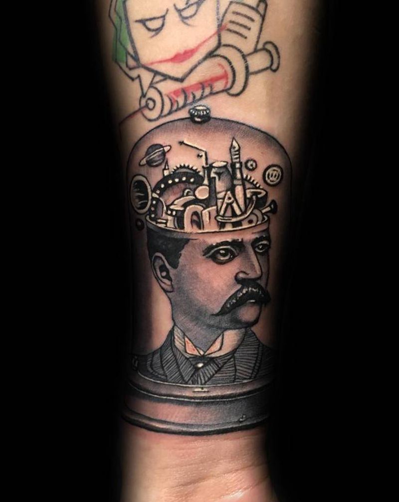 蒸汽纹身图片_手部欧美写实纹身图案