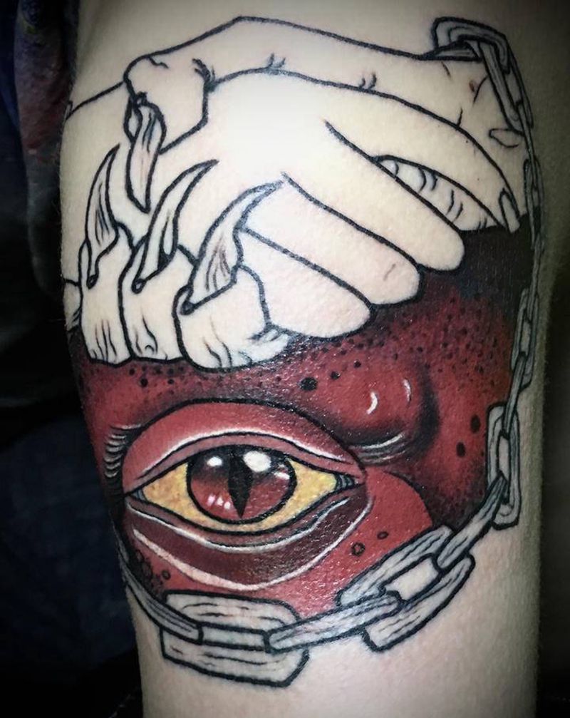 恶魔之眼纹身图片_手臂New School纹身图案