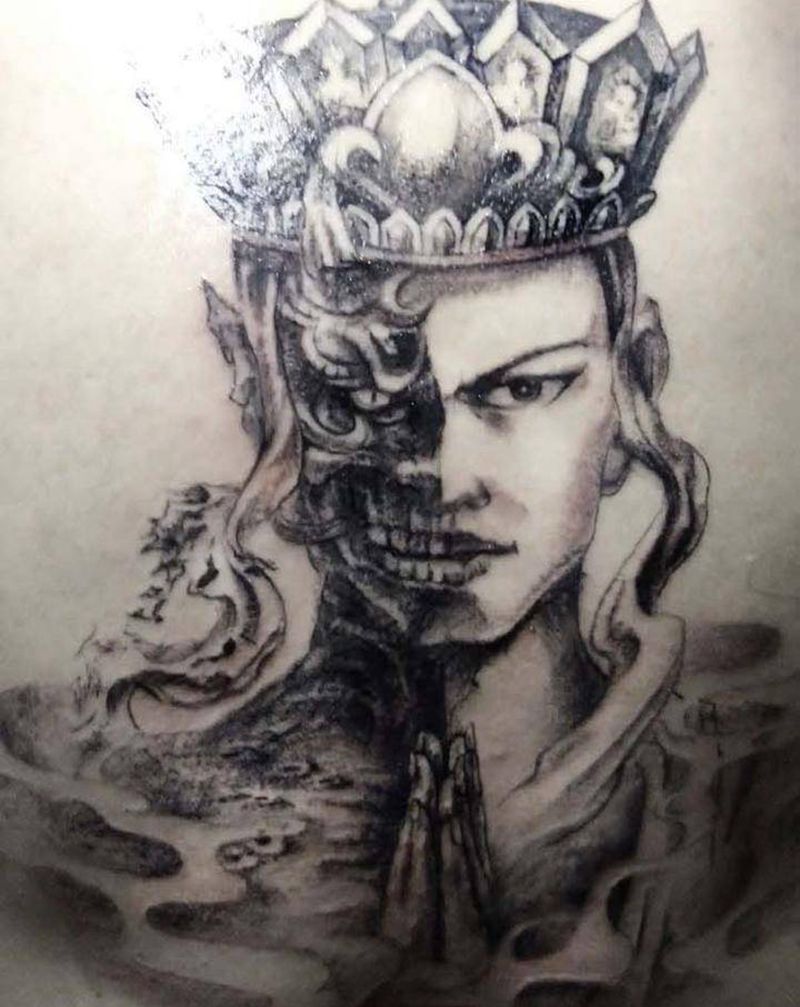 一念之间纹身图片_背部纹身图案