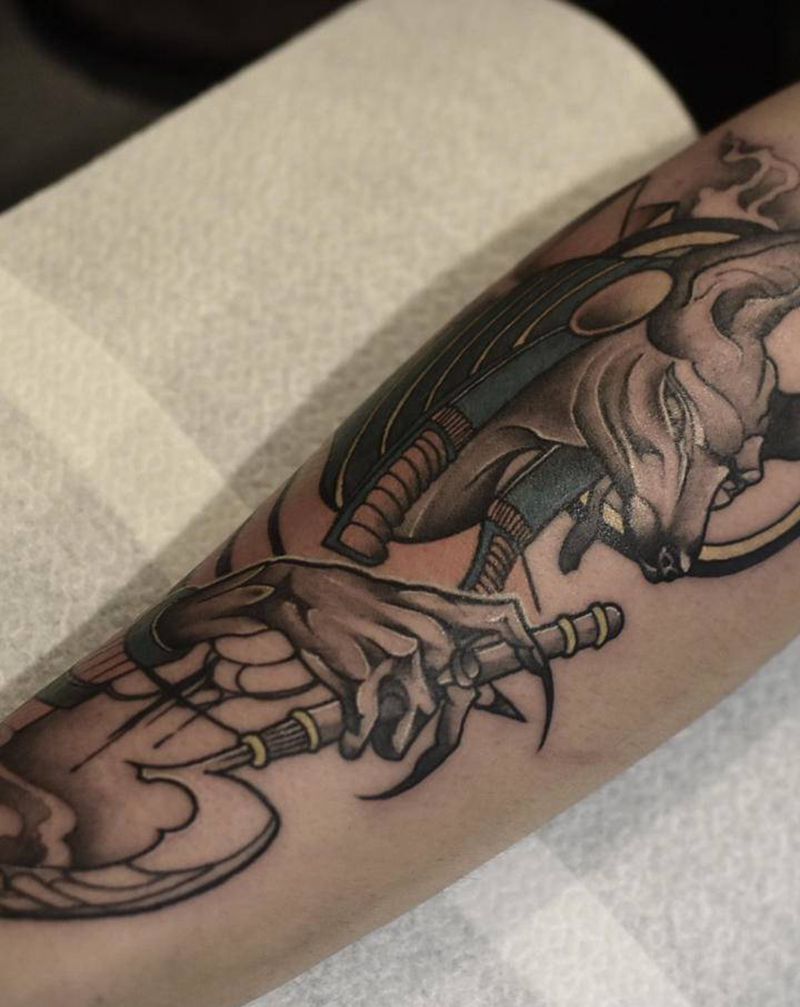 小臂阿努比斯纹身图片_手部手臂New SchoolOld School纹身图案