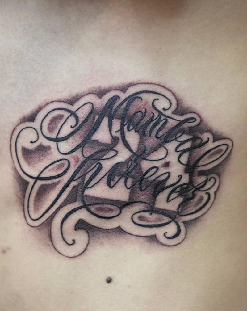 科比·24号纹身图片_腰部花体字纹身图案