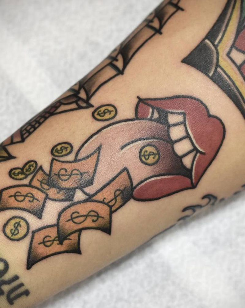 old school嘴唇纹身图片_手部Old School纹身图案