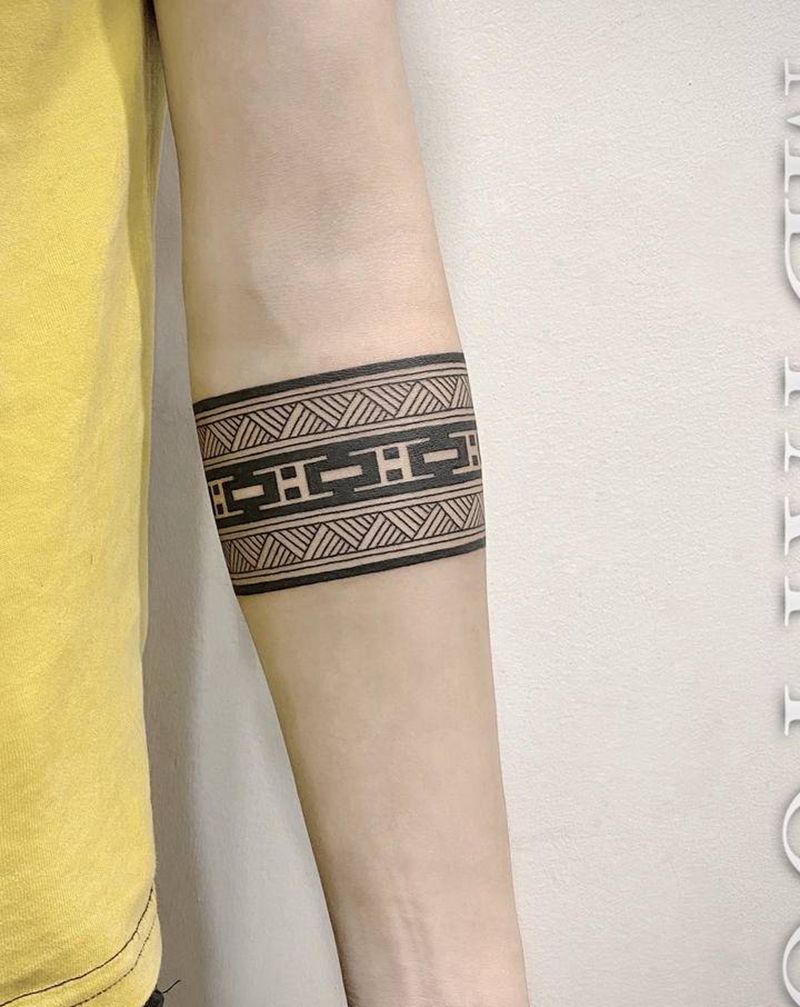臂环纹身图片_手部手臂图腾几何臂环手环纹身图案