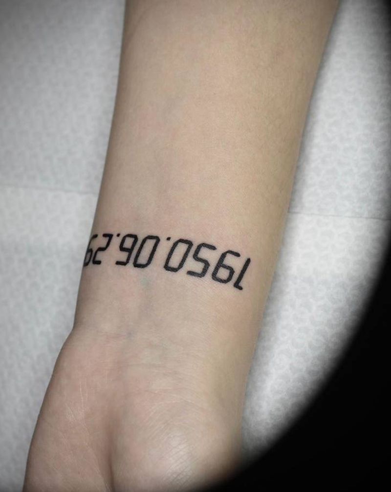 数字纹身图片_手部花体字纹身图案