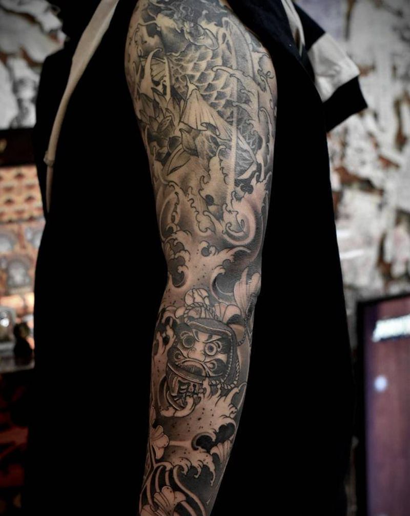 多主题拼接式传统纹身图片_手臂手部老传统新传统纹身图案