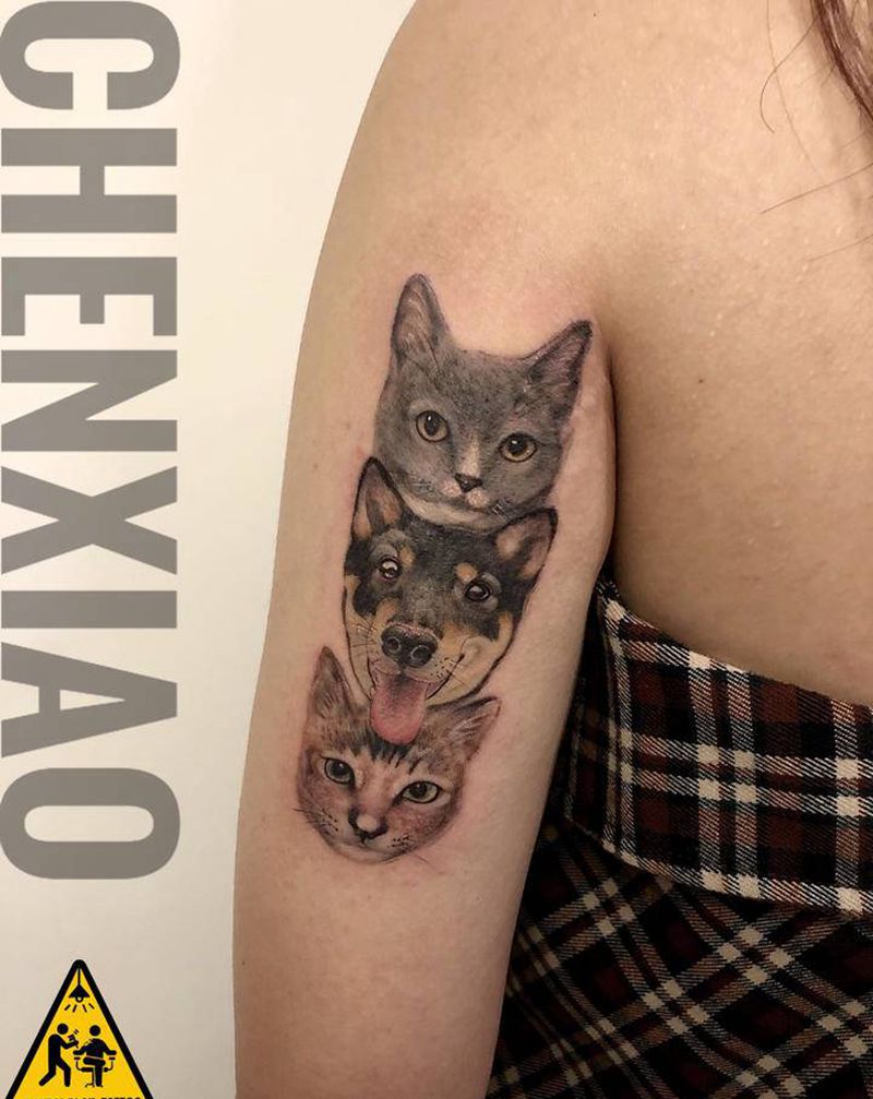 客人家的三小只纹身图片_手部手臂纹身图案