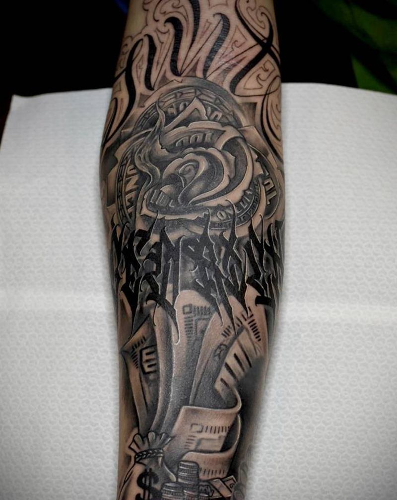 旧纹身修改添加遮盖纹身图片_手部花体字欧美写实纹身图案