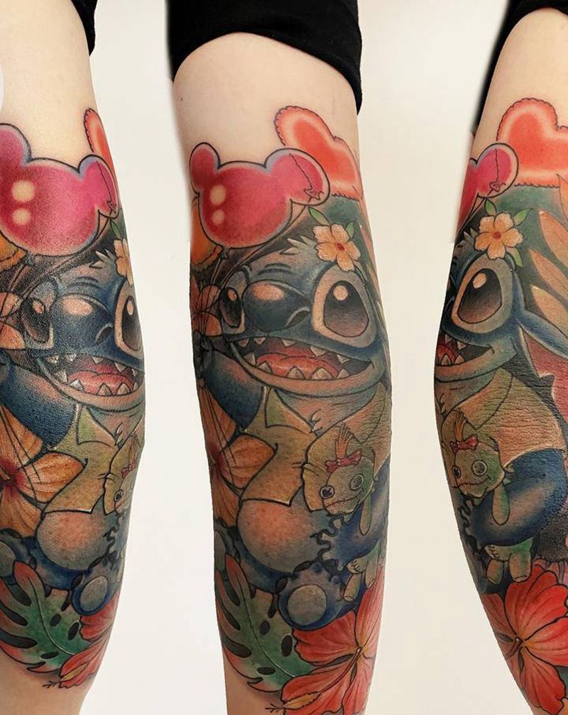 史迪仔遮盖胎记纹身图片_手臂New School纹身图案