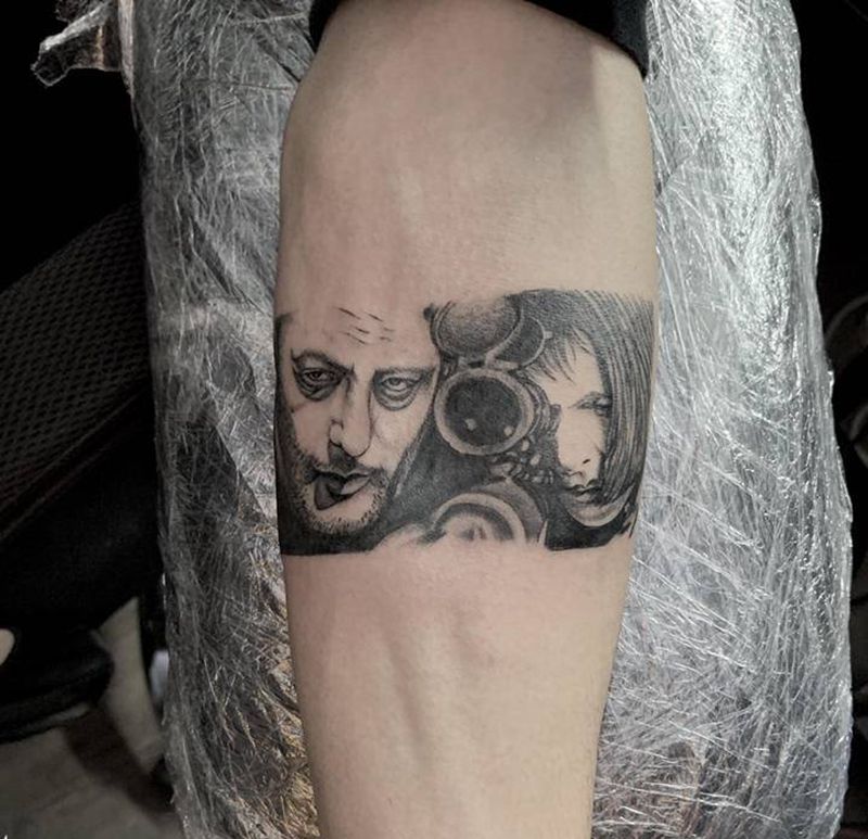 杀手不太冷纹身图片_手部手臂欧美写实纹身图案