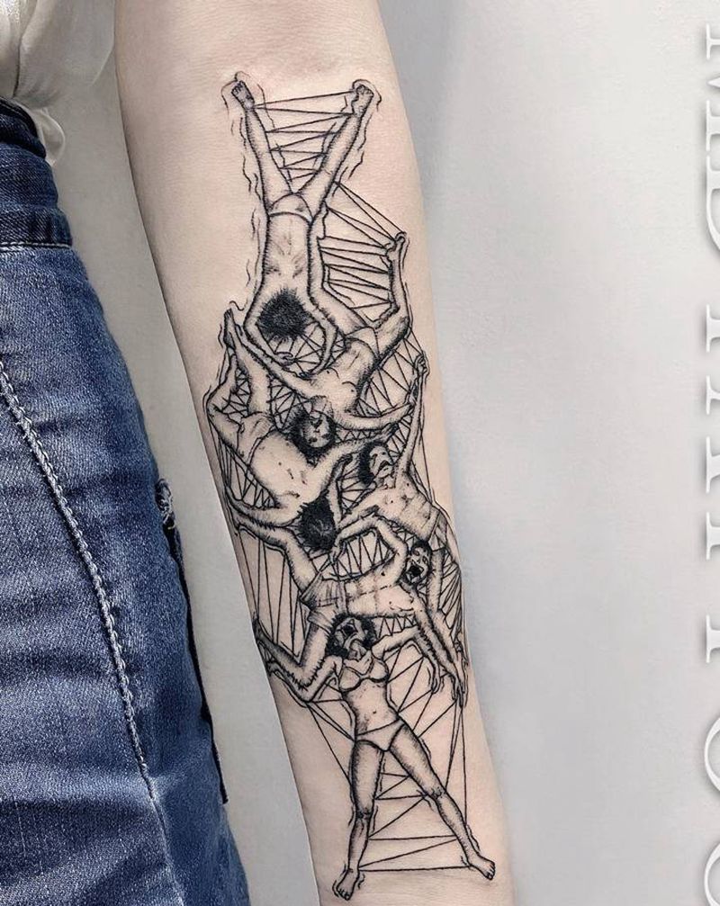 漫画主题纹身图片_手部手臂几何点刺漫画纹身图案