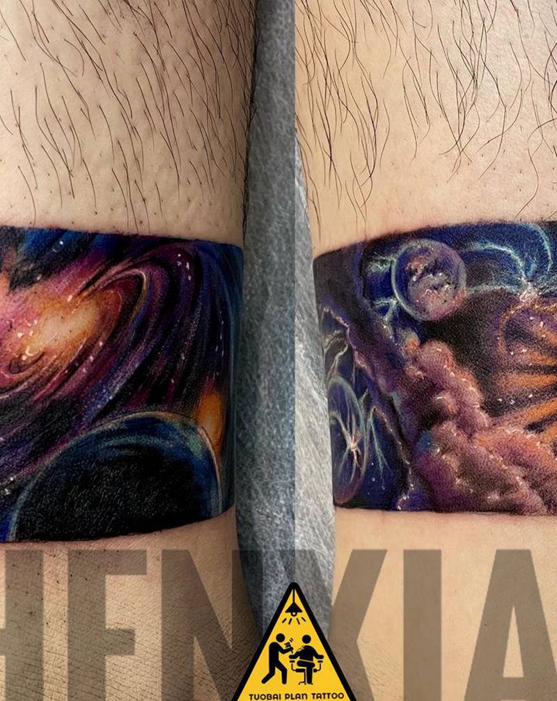 遮盖前任纹身图片_脚部星空纹身图案