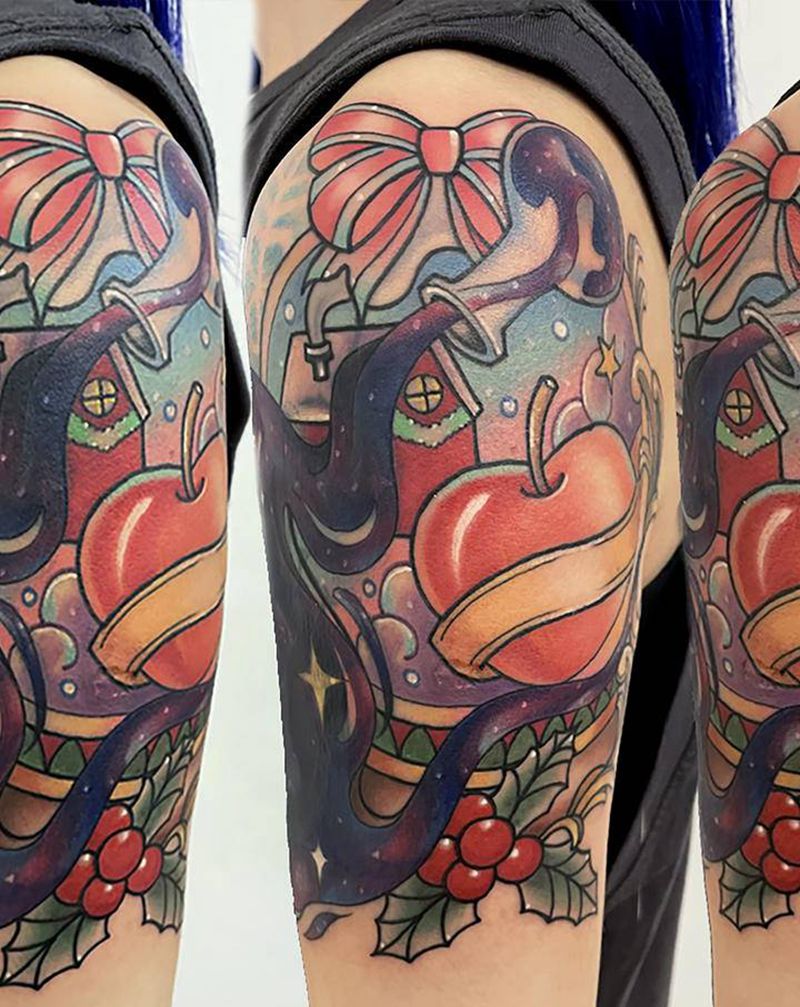 遮盖大黑球纹身图片_手臂New School纹身图案