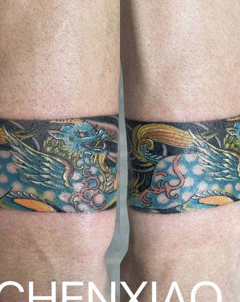 貔貅手环纹身图片_手臂新传统貔貅纹身图案