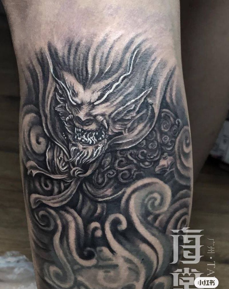 孙悟空纹身图片_腿部新传统纹身图案