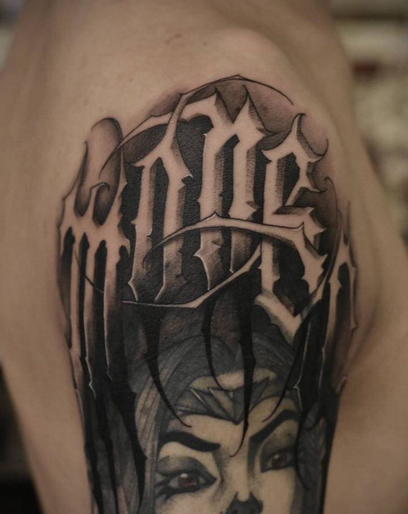 花体字填空题money纹身图片_手臂手部花体字欧美写实纹身图案