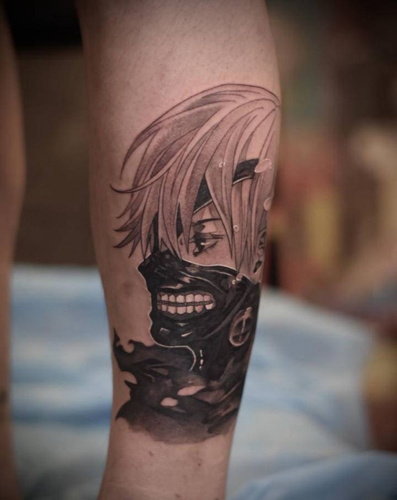 东京食尸鬼遮盖旧图纹身图片_脚部腿部Old SchoolNew School纹身图案