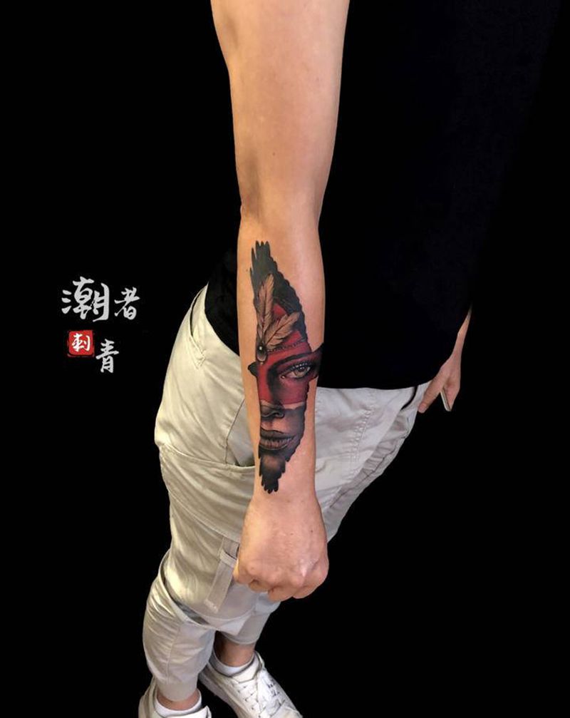 写实人物纹身图片_手臂欧美写实纹身图案