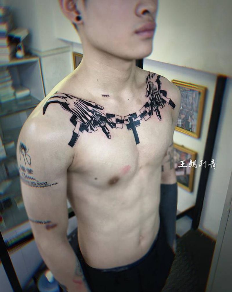 花胸纹身图片_胸部图腾胸口纹身图案