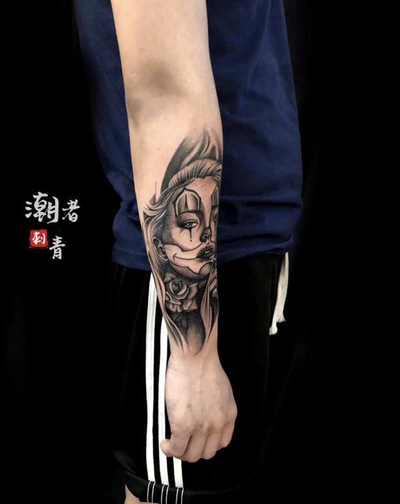 写实人物纹身图片_手臂欧美写实纹身图案