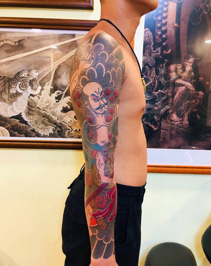 老传统花臂纹身图片_手臂老传统纹身图案