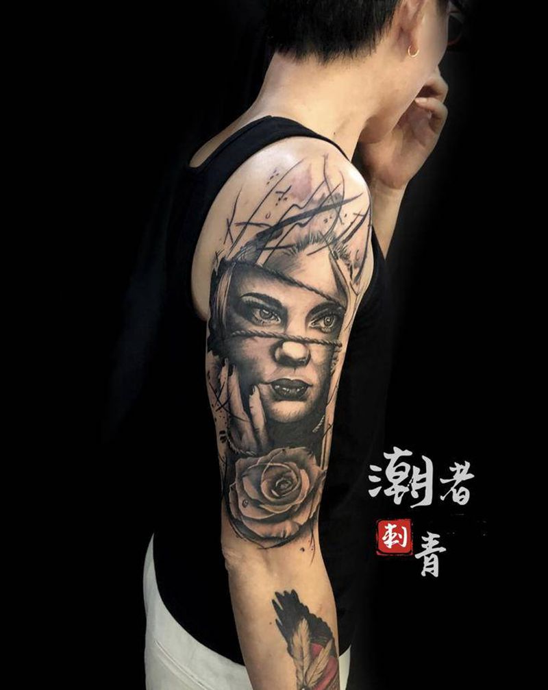 哦美写实纹身图片_手臂欧美写实纹身图案