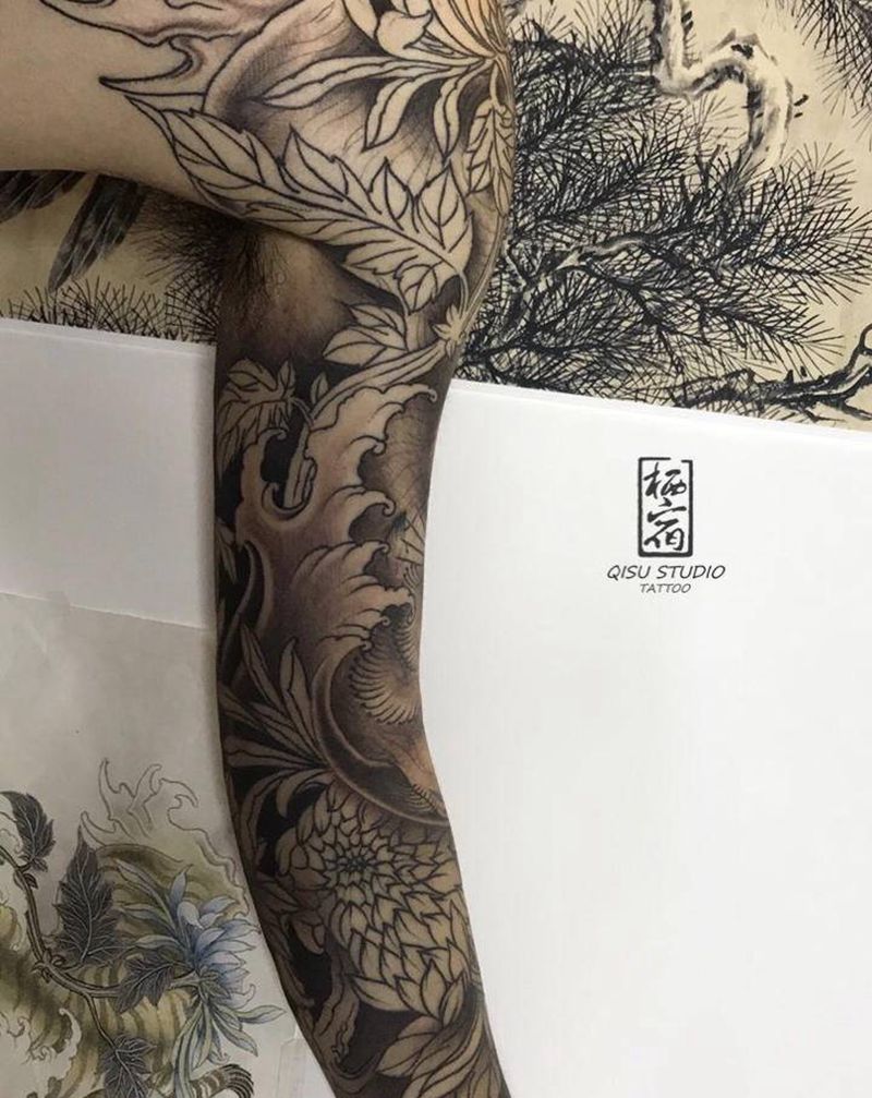 未完纹身图片_手臂新传统纹身图案