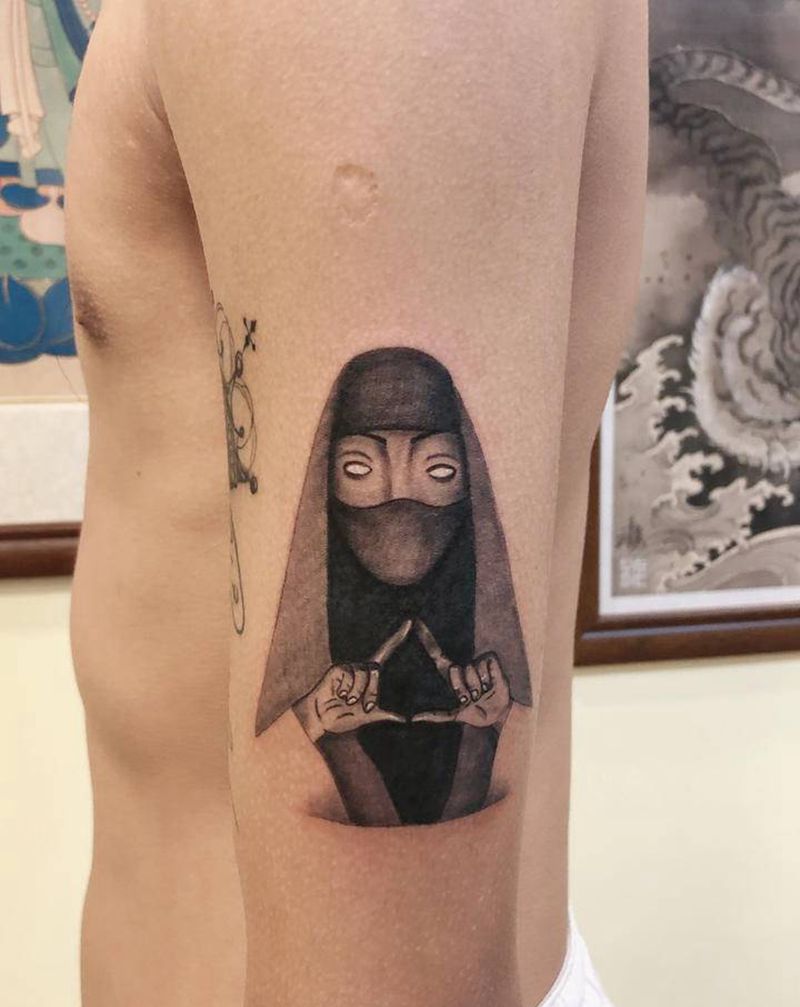 异教徒纹身图片_手臂欧美写实纹身图案