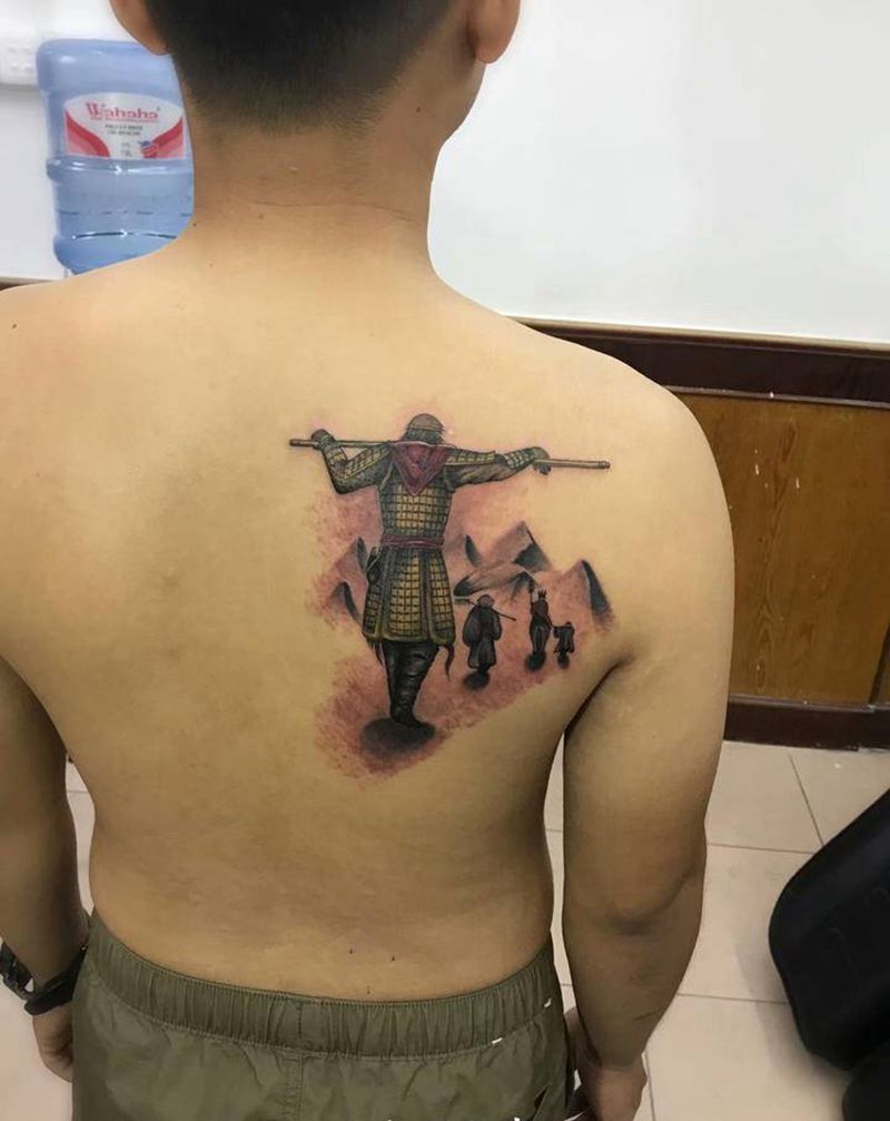 孙悟空纹身图片_背部新传统猴子孙悟空纹身图案