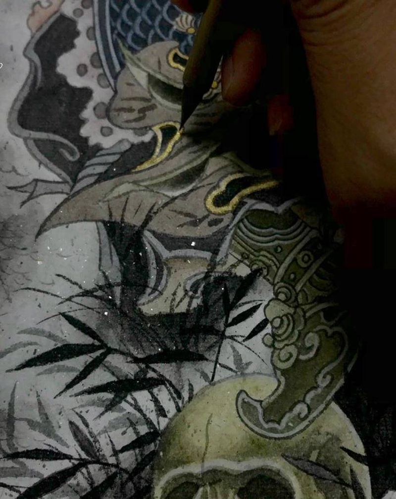 杀神白起纹身图片_背部纹身图案