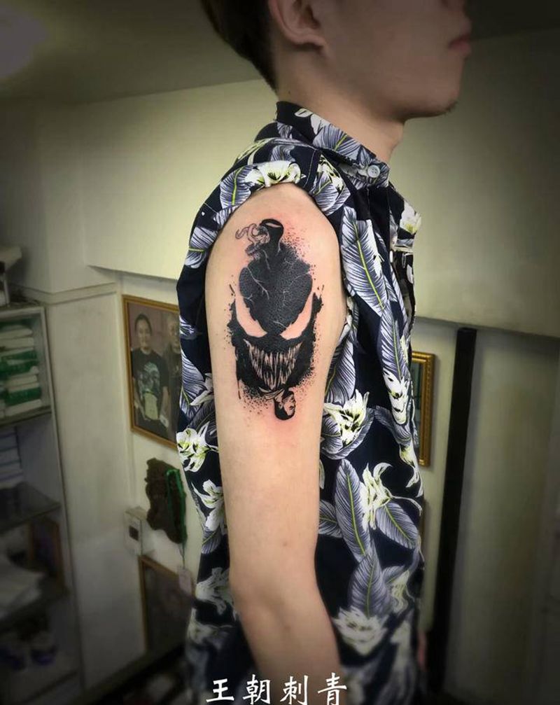 毒液纹身图片_手臂图腾毒液纹身图案