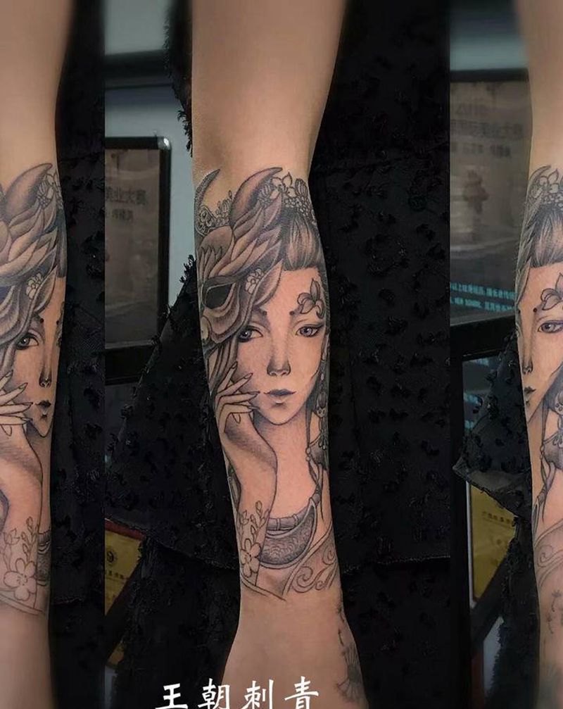 艺妓纹身图片_手臂新传统艺妓纹身图案