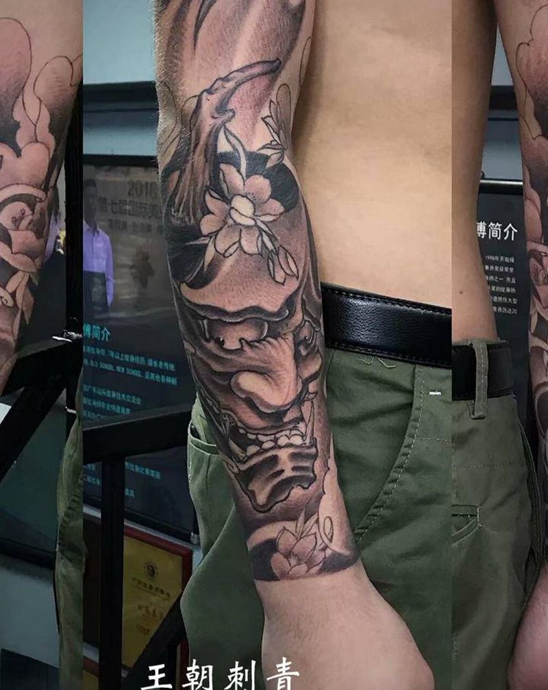 般若纹身图片_手臂新传统般若纹身图案