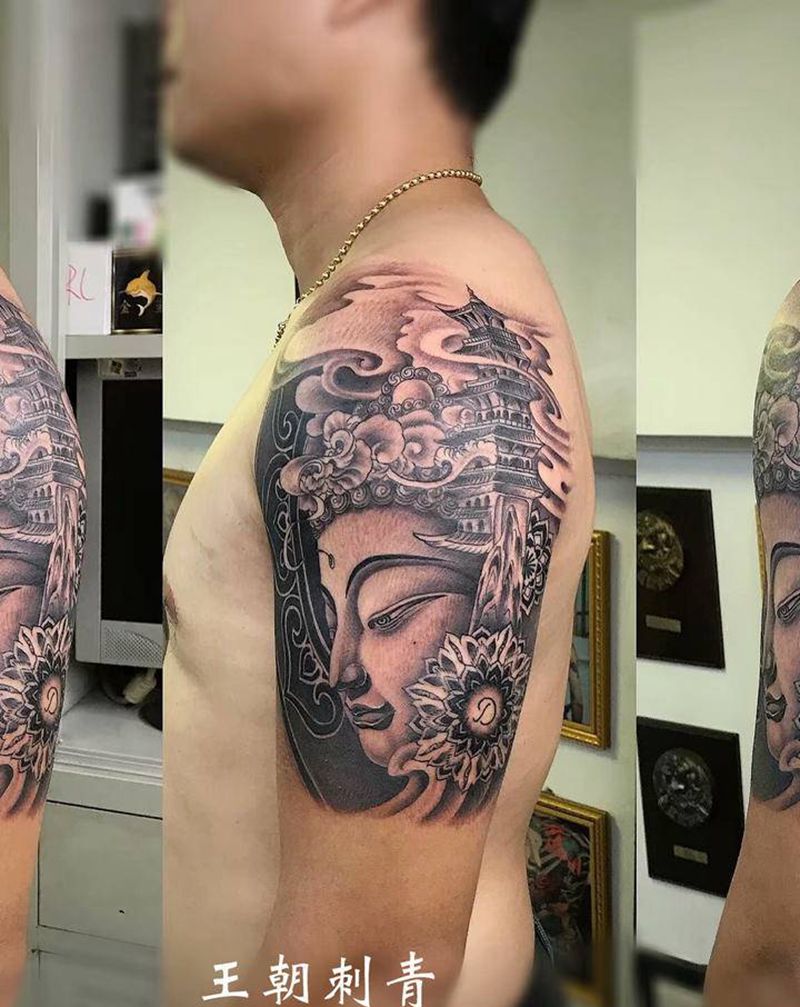 佛纹身图片_手臂新传统佛纹身图案