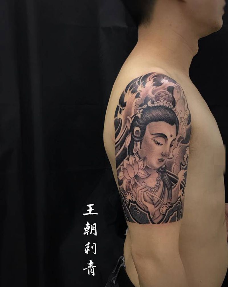 佛纹身图片_手臂新传统佛菩萨纹身图案