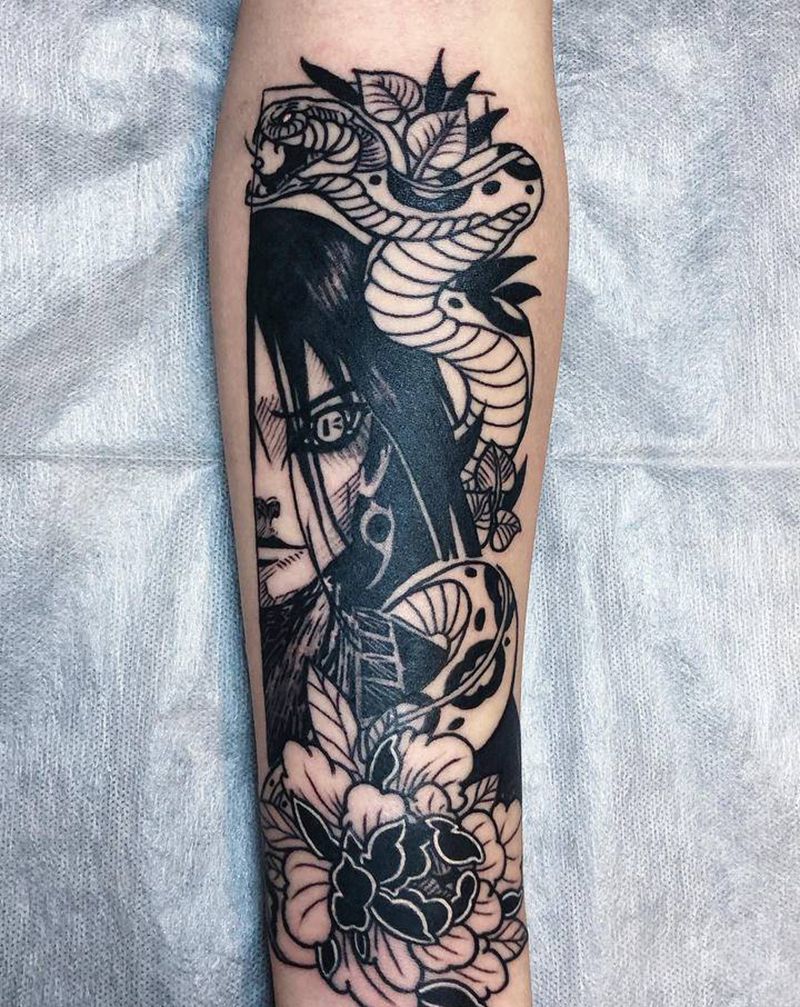 大蛇丸纹身图片_手臂几何纹身图案