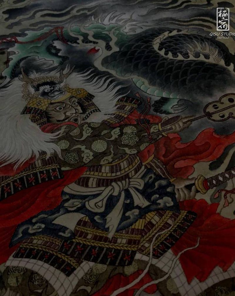 手稿纹身图片_背部老传统新传统纹身图案