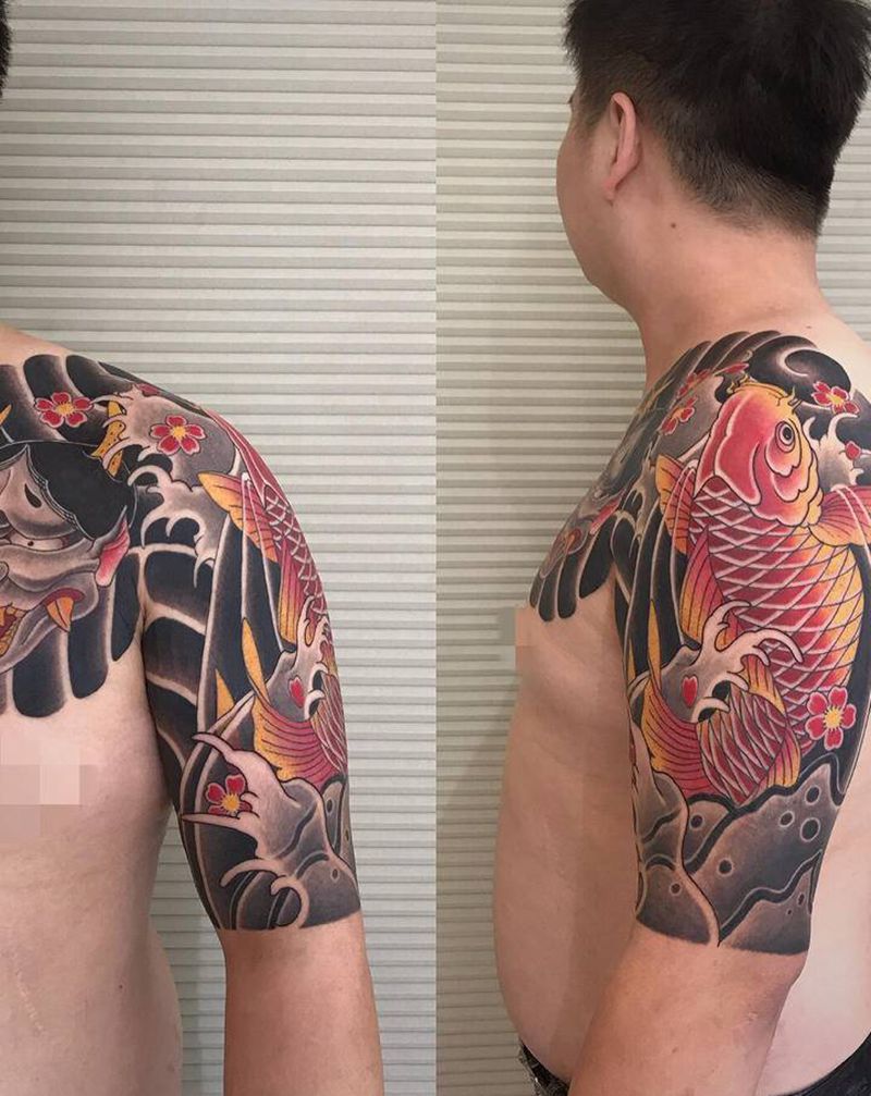 半甲纹身图片_手臂手部老传统半甲纹身图案