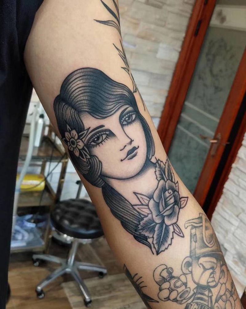 小美女纹身图片_手臂纹身图案