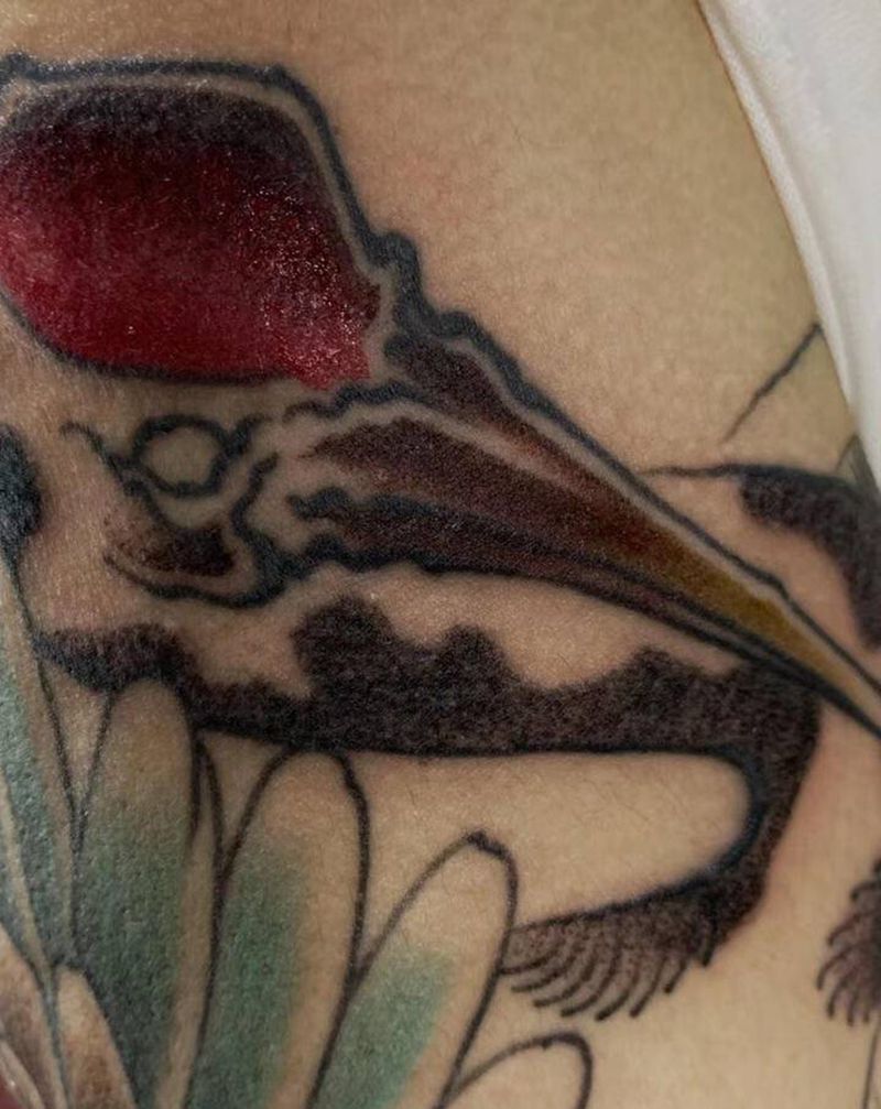 仙鹤纹身图片_手臂新传统纹身图案