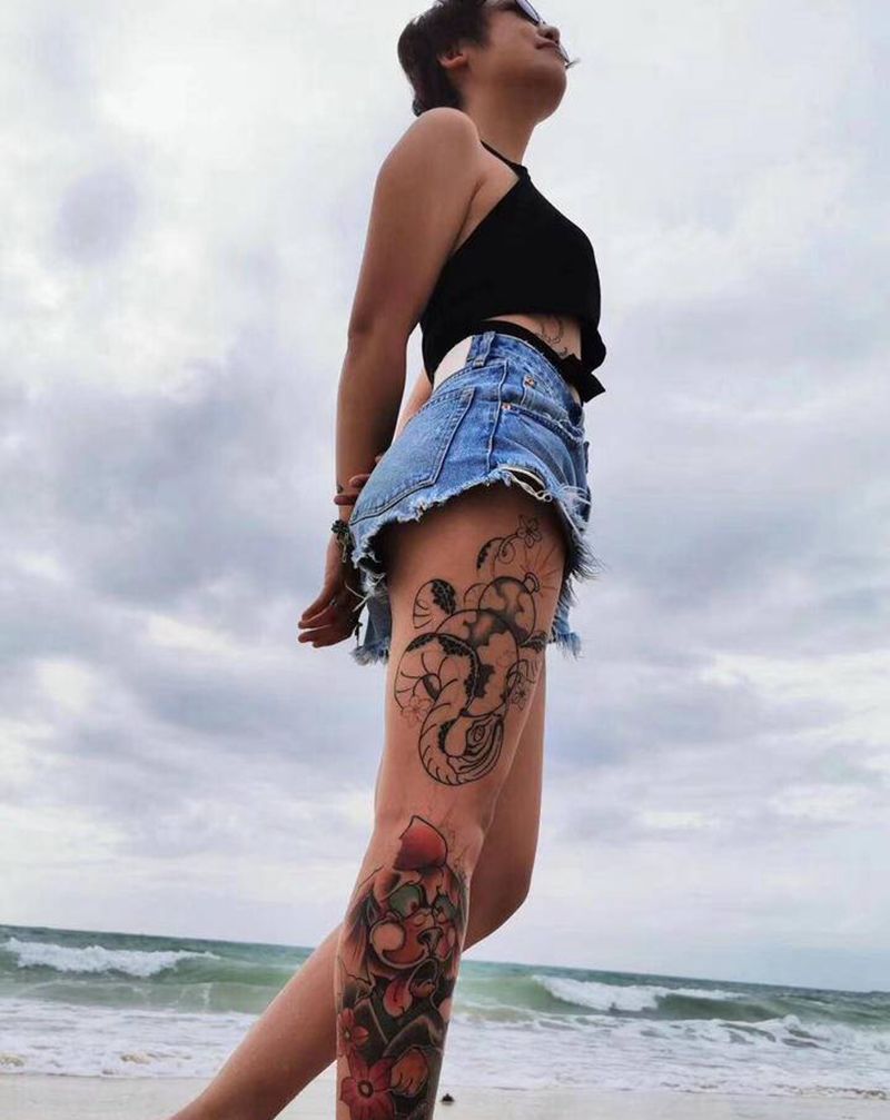 永夜刺青工作室纹身图片_腿部纹身图案