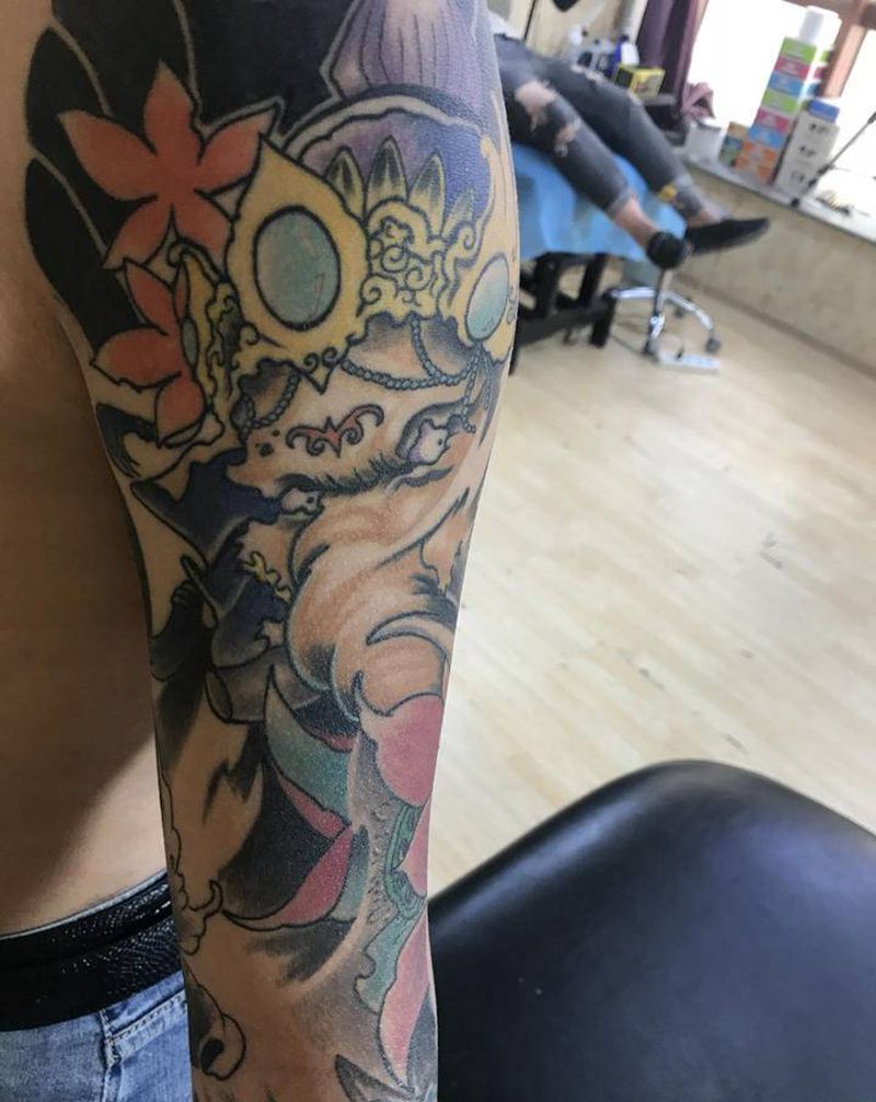 永夜刺青工作室纹身图片_手臂新传统纹身图案