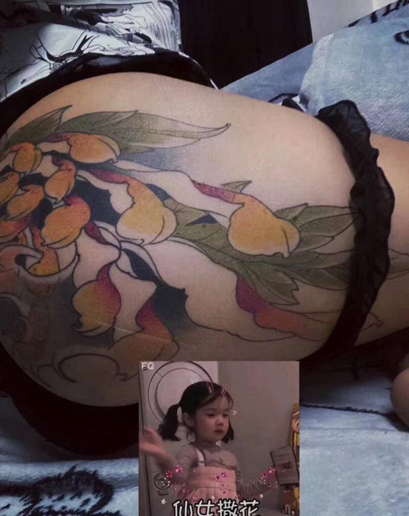 永夜刺青工作室纹身图片_臀部新传统纹身图案