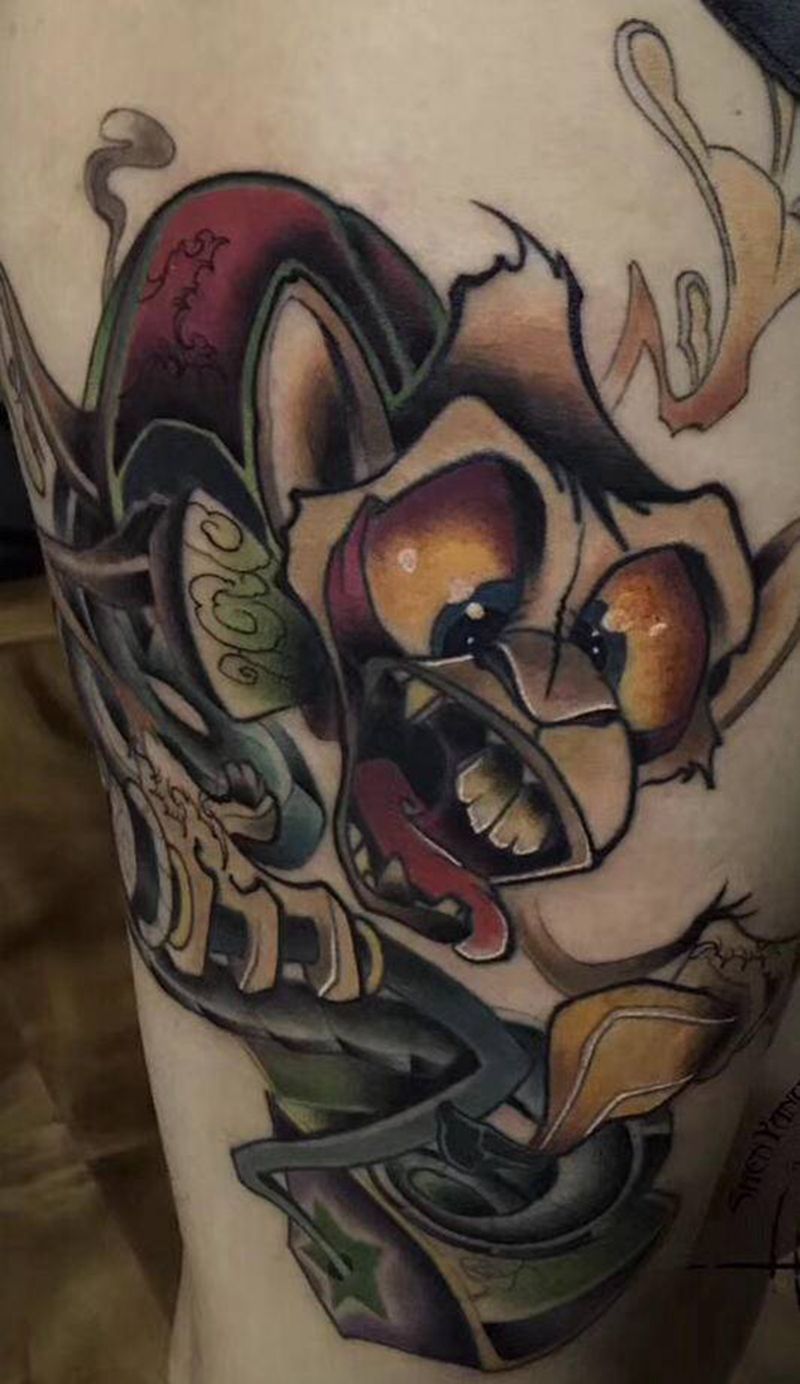 永夜刺青工作室纹身图片_腿部纹身图案