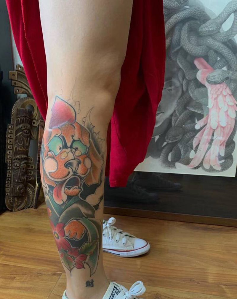 永夜刺青工作室纹身图片_腿部纹身图案