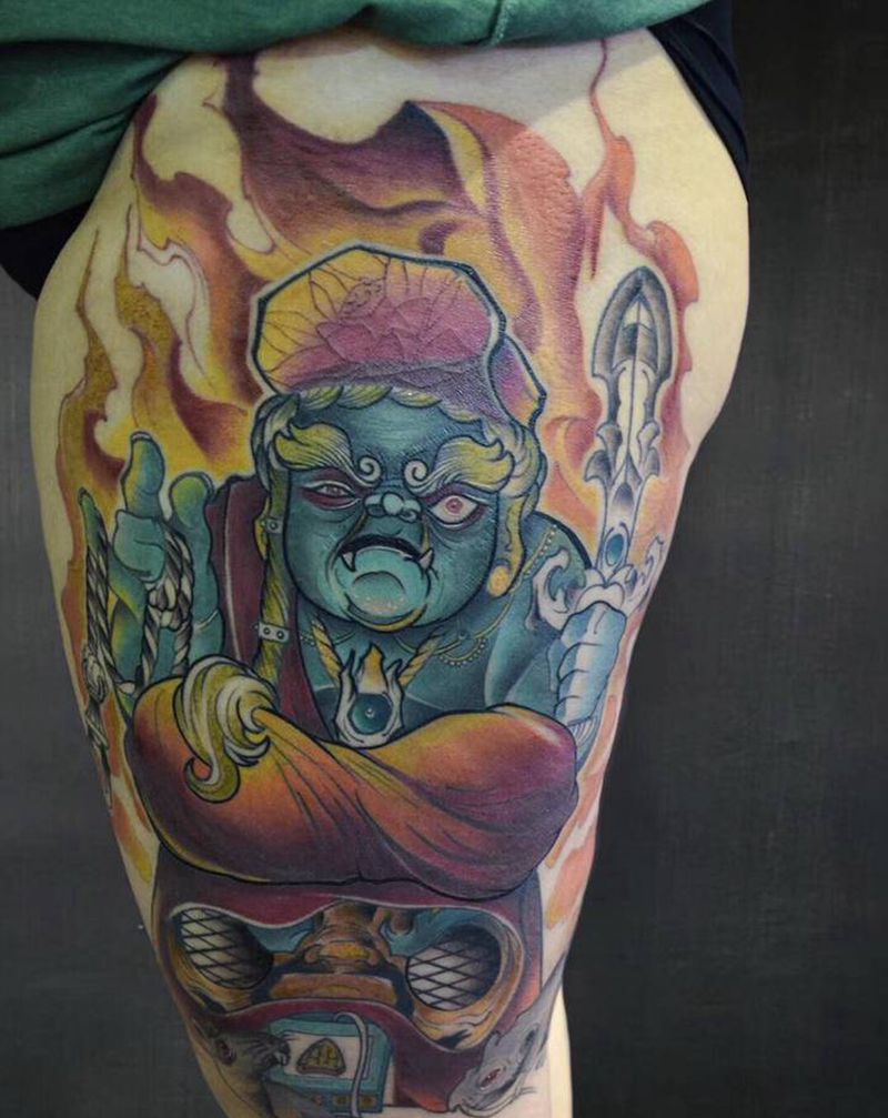 永夜刺青工作室纹身图片_腿部纹身图案